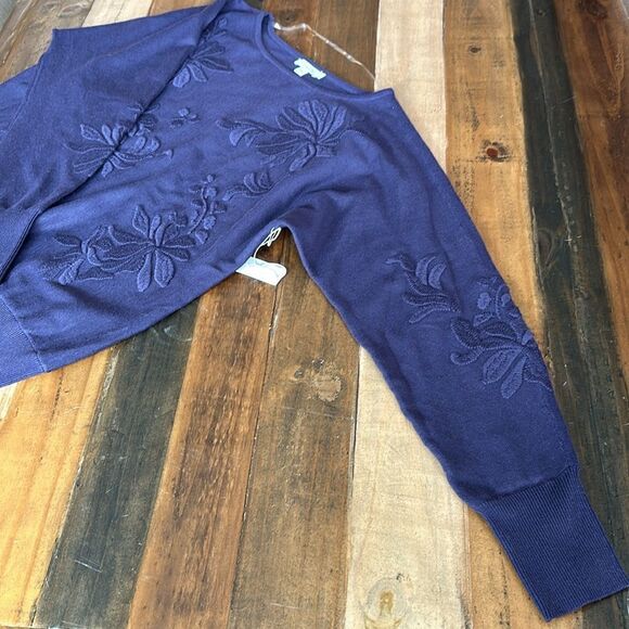 Chico’s Purple Textured Floral Pullover Sweater - Picture 11 of 11